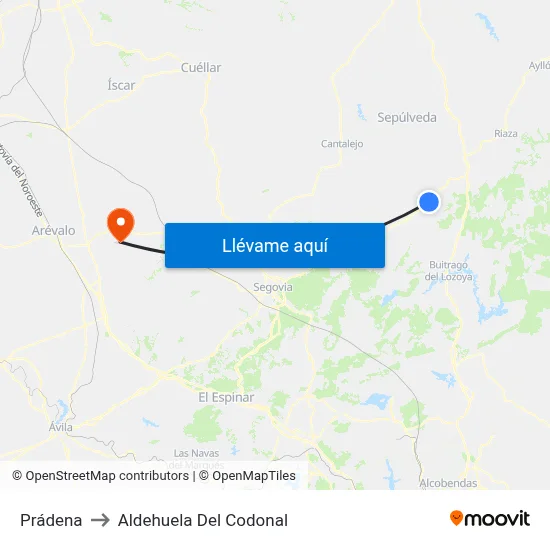 Prádena to Aldehuela Del Codonal map