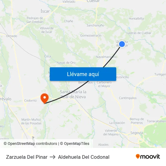 Zarzuela Del Pinar to Aldehuela Del Codonal map