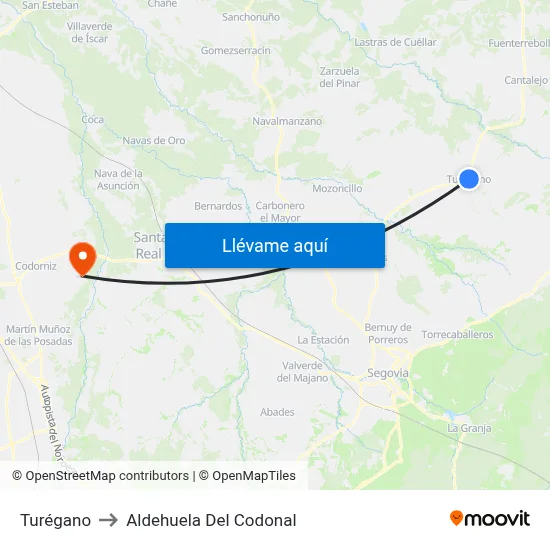 Turégano to Aldehuela Del Codonal map