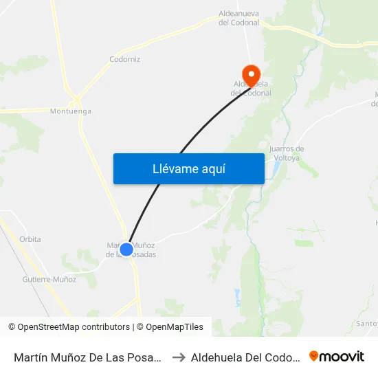Martín Muñoz De Las Posadas to Aldehuela Del Codonal map