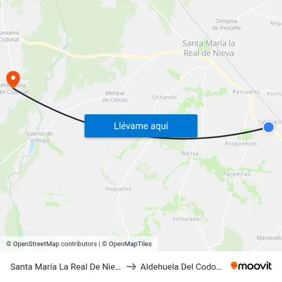 Santa María La Real De Nieva to Aldehuela Del Codonal map