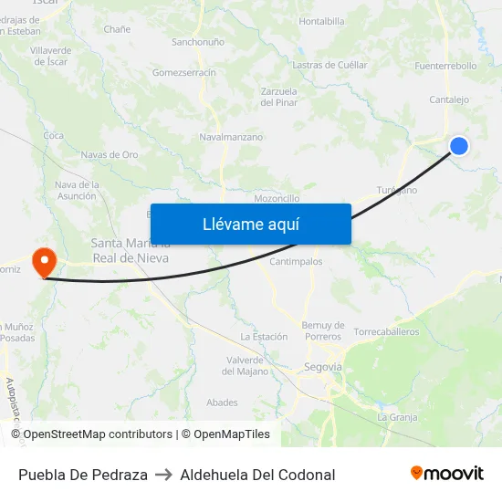 Puebla De Pedraza to Aldehuela Del Codonal map