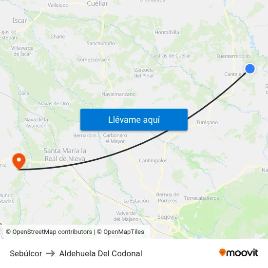 Sebúlcor to Aldehuela Del Codonal map