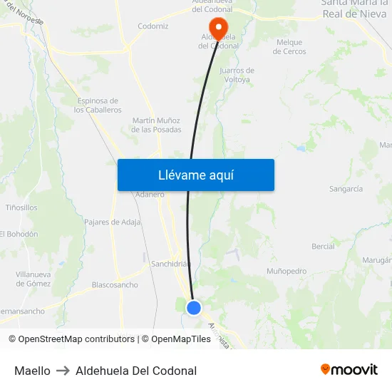 Maello to Aldehuela Del Codonal map