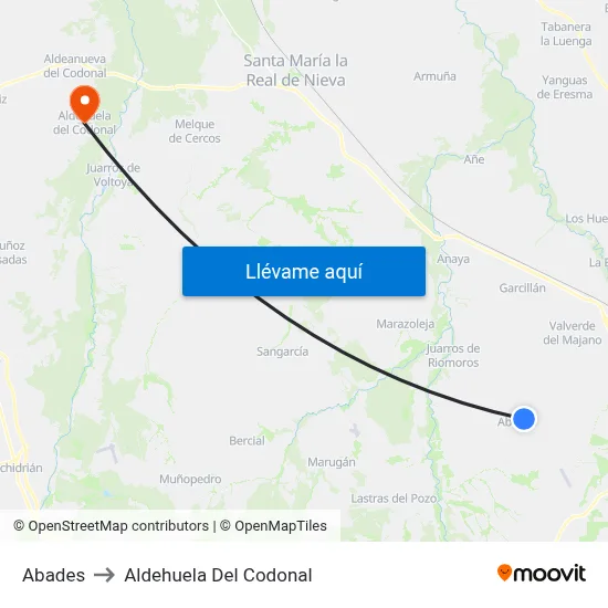 Abades to Aldehuela Del Codonal map