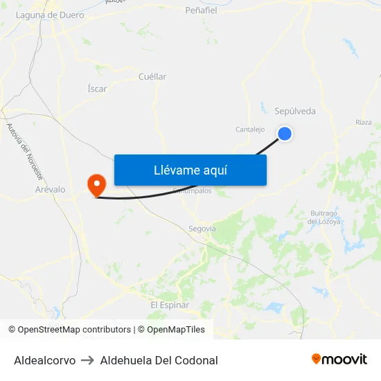 Aldealcorvo to Aldehuela Del Codonal map
