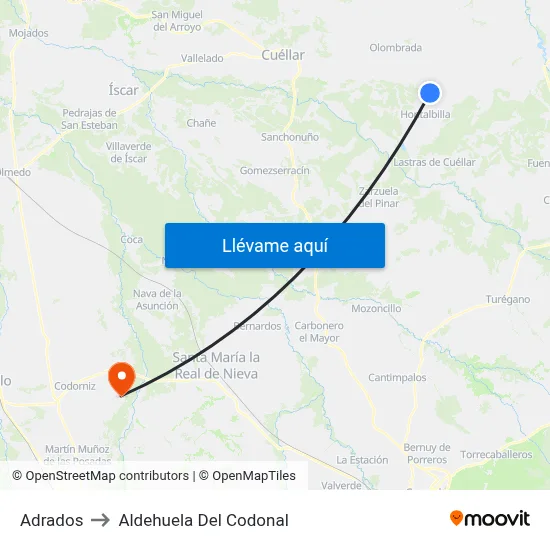 Adrados to Aldehuela Del Codonal map
