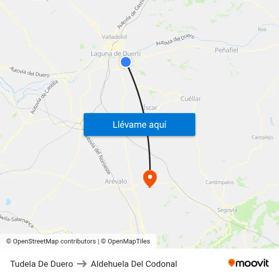 Tudela De Duero to Aldehuela Del Codonal map