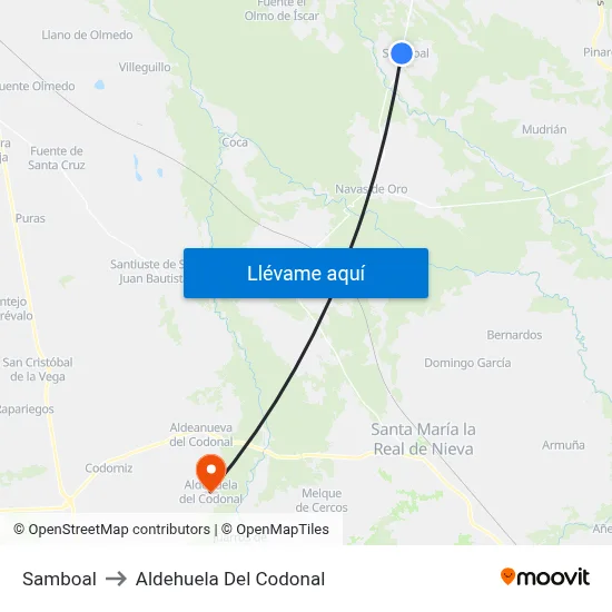 Samboal to Aldehuela Del Codonal map