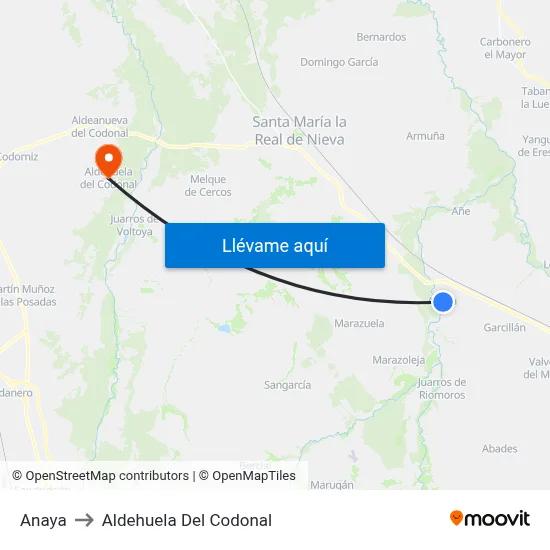 Anaya to Aldehuela Del Codonal map