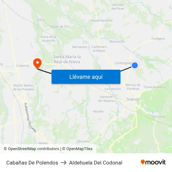 Cabañas De Polendos to Aldehuela Del Codonal map