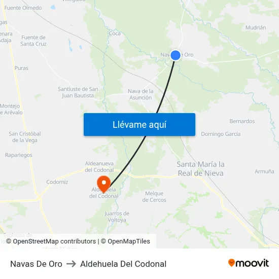 Navas De Oro to Aldehuela Del Codonal map