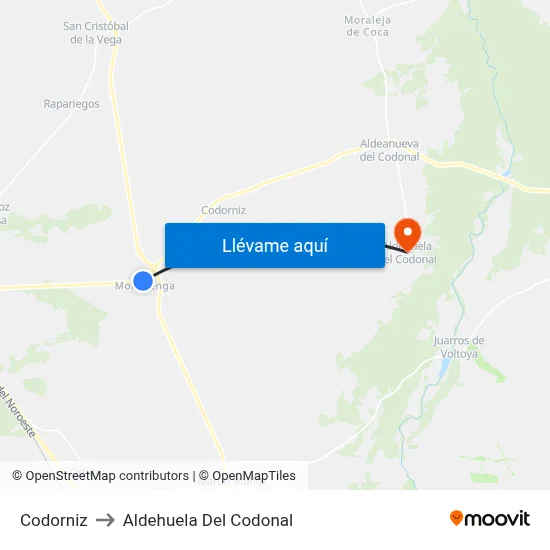 Codorniz to Aldehuela Del Codonal map
