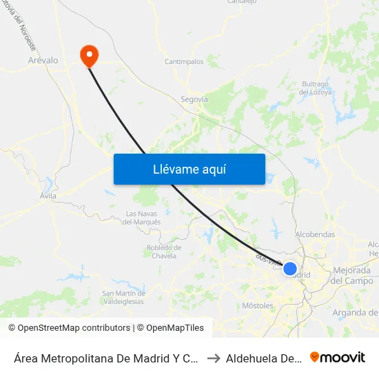 Área Metropolitana De Madrid Y Corredor Del Henares to Aldehuela Del Codonal map