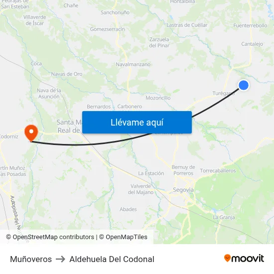 Muñoveros to Aldehuela Del Codonal map