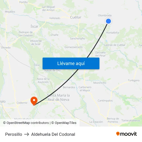 Perosillo to Aldehuela Del Codonal map