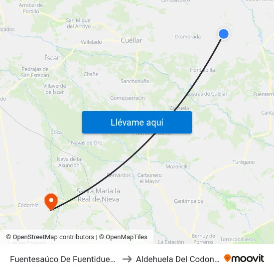 Fuentesaúco De Fuentidueña to Aldehuela Del Codonal map