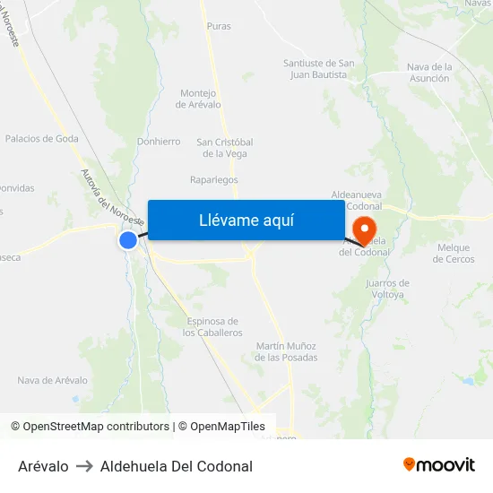 Arévalo to Aldehuela Del Codonal map