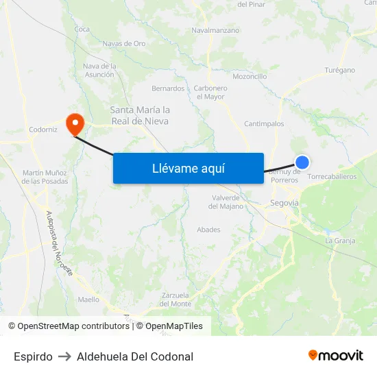 Espirdo to Aldehuela Del Codonal map
