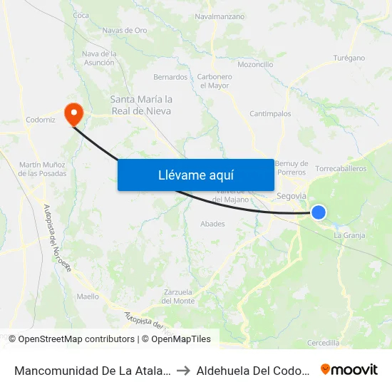 Mancomunidad De La Atalaya to Aldehuela Del Codonal map