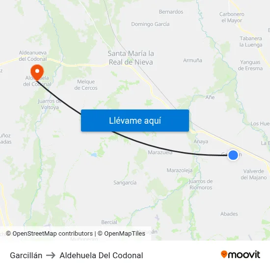 Garcillán to Aldehuela Del Codonal map