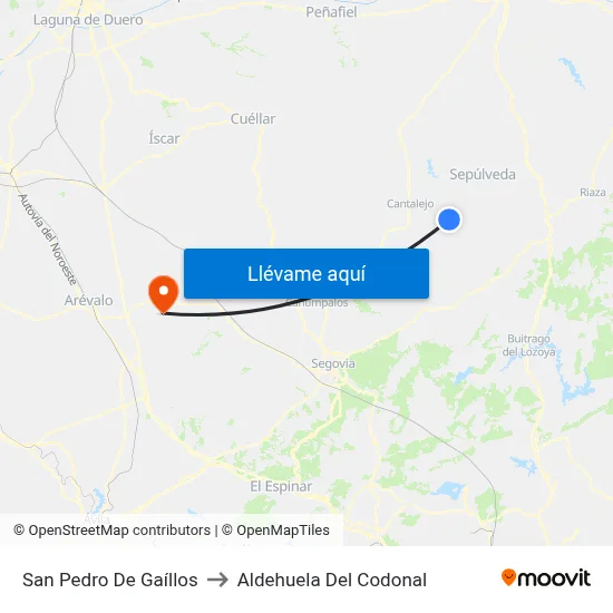 San Pedro De Gaíllos to Aldehuela Del Codonal map