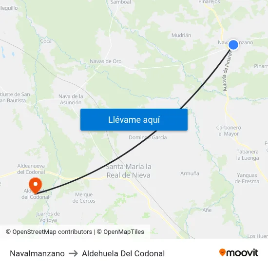 Navalmanzano to Aldehuela Del Codonal map