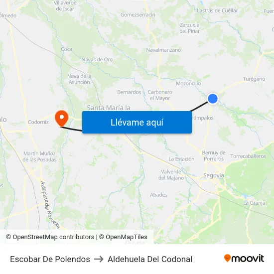 Escobar De Polendos to Aldehuela Del Codonal map