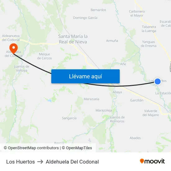 Los Huertos to Aldehuela Del Codonal map