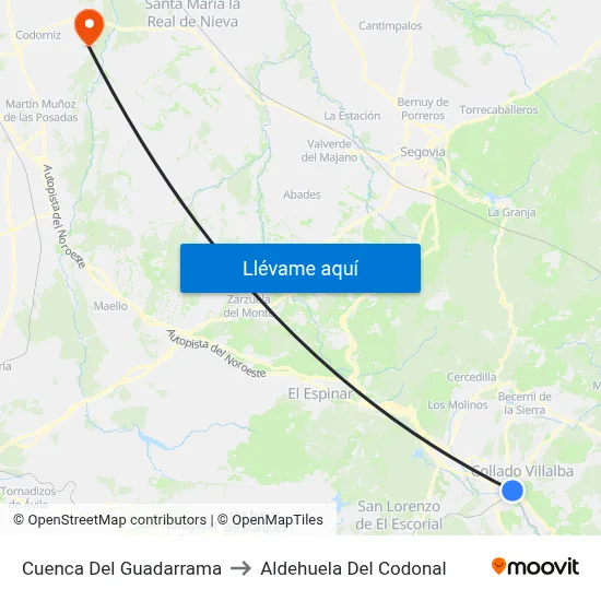 Cuenca Del Guadarrama to Aldehuela Del Codonal map