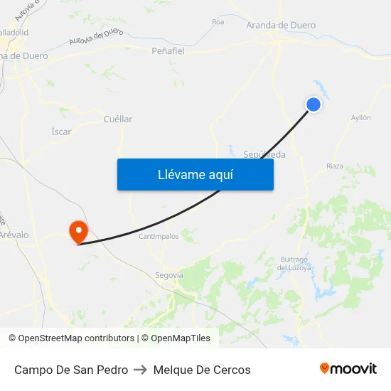 Campo De San Pedro to Melque De Cercos map