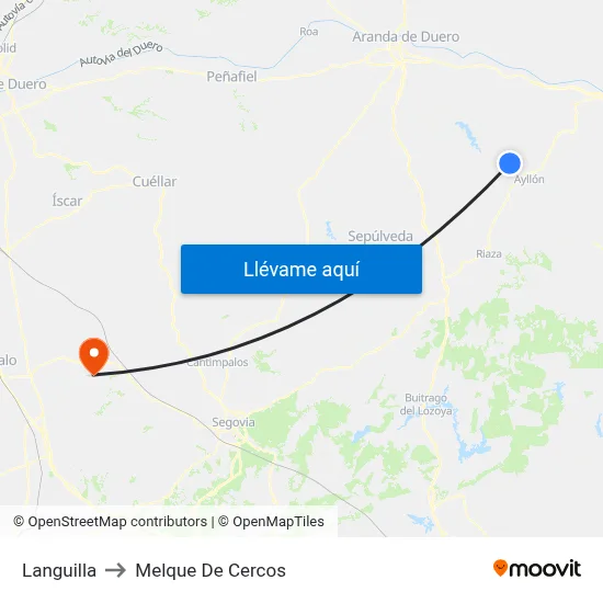 Languilla to Melque De Cercos map