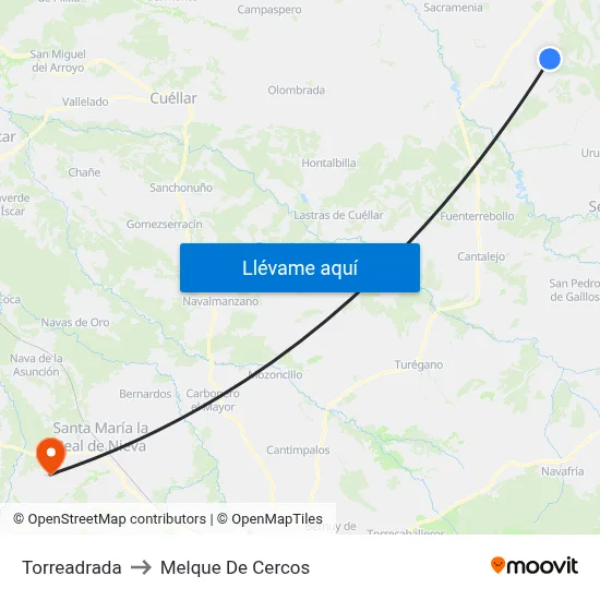 Torreadrada to Melque De Cercos map
