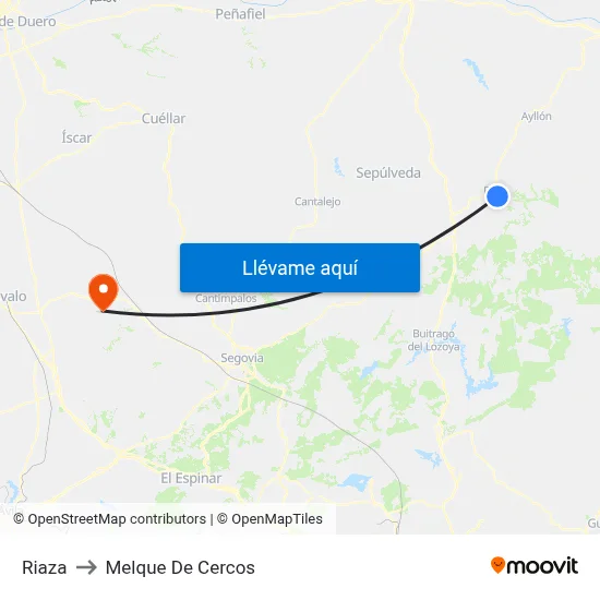 Riaza to Melque De Cercos map