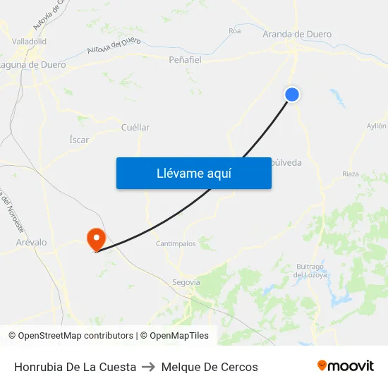Honrubia De La Cuesta to Melque De Cercos map