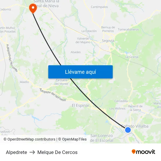 Alpedrete to Melque De Cercos map