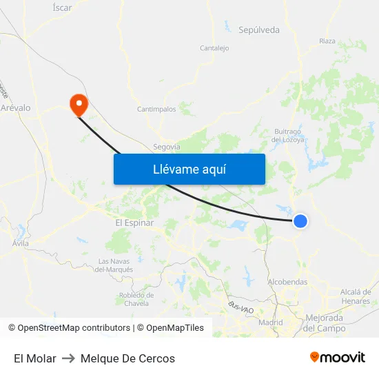 El Molar to Melque De Cercos map