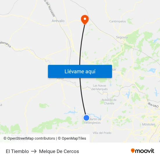 El Tiemblo to Melque De Cercos map
