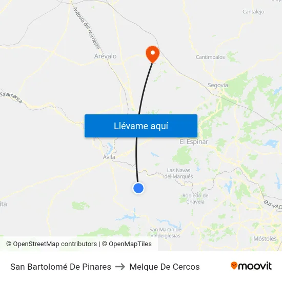 San Bartolomé De Pinares to Melque De Cercos map
