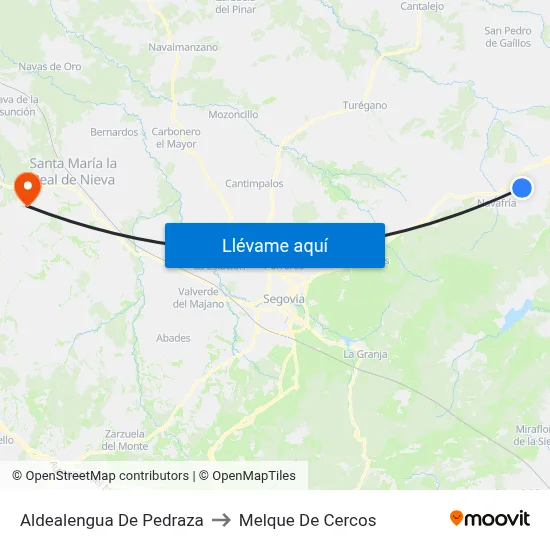 Aldealengua De Pedraza to Melque De Cercos map