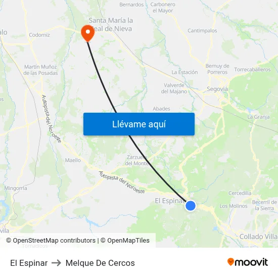 El Espinar to Melque De Cercos map