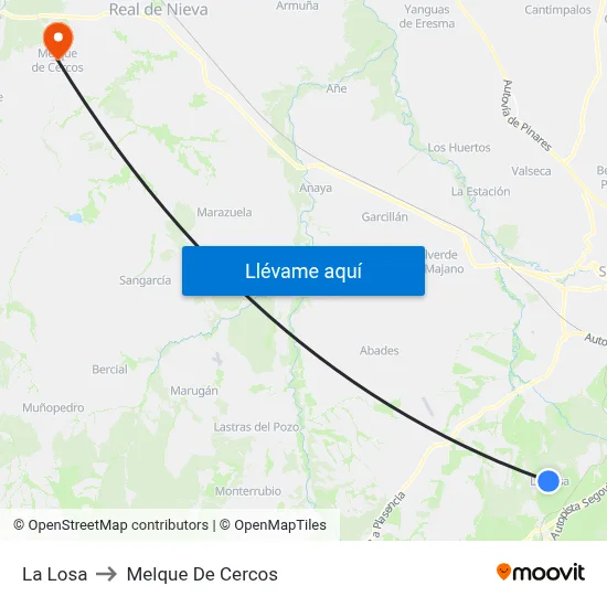 La Losa to Melque De Cercos map