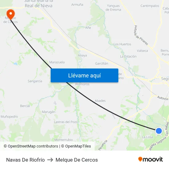 Navas De Riofrío to Melque De Cercos map