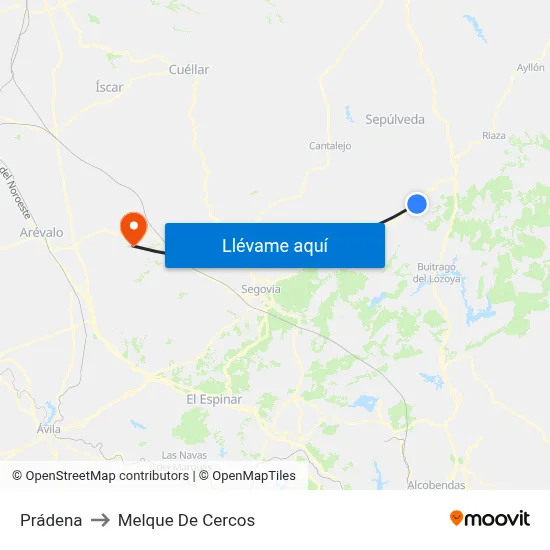 Prádena to Melque De Cercos map