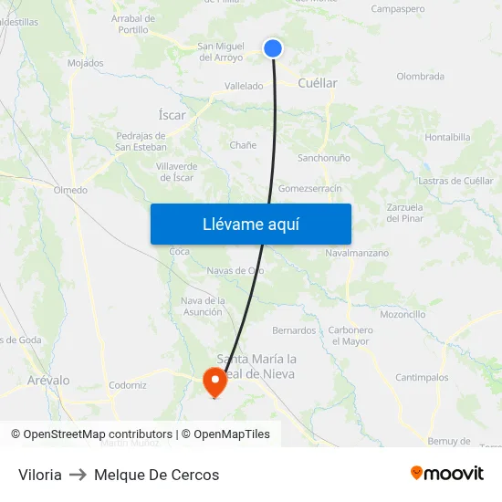 Viloria to Melque De Cercos map