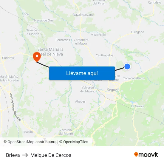 Brieva to Melque De Cercos map