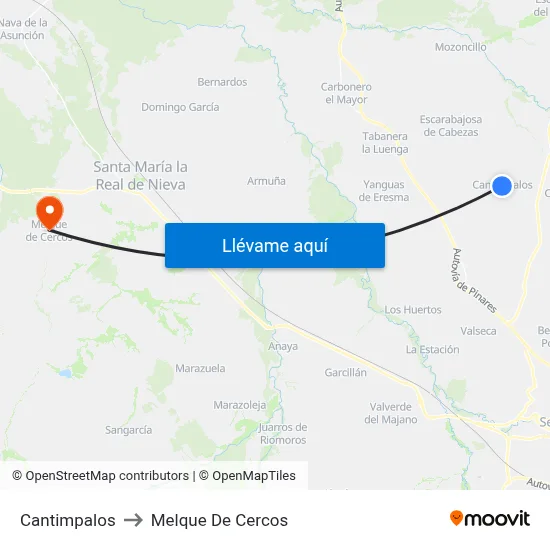 Cantimpalos to Melque De Cercos map