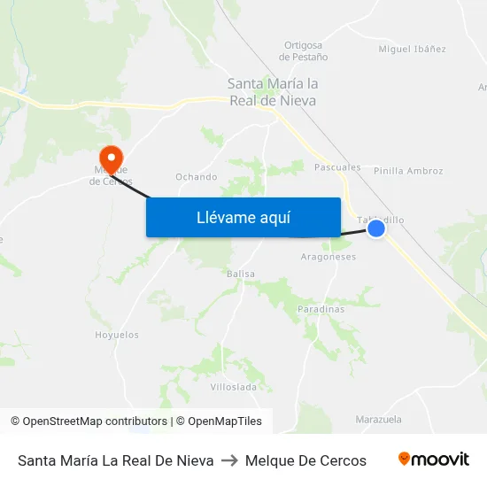 Santa María La Real De Nieva to Melque De Cercos map