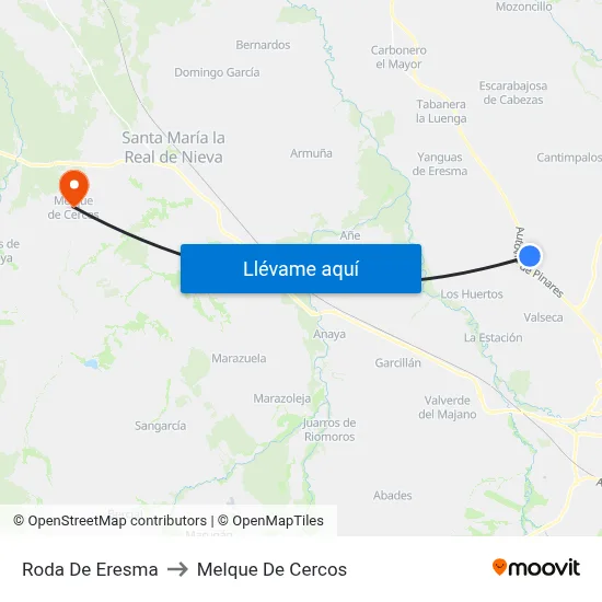Roda De Eresma to Melque De Cercos map