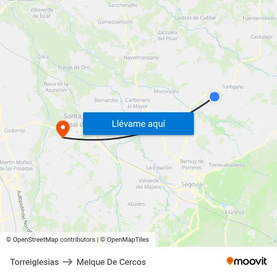 Torreiglesias to Melque De Cercos map